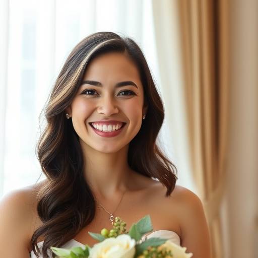 Foto de Ana sorrindo, cliente satisfeita com o serviço de fotografia de casamento