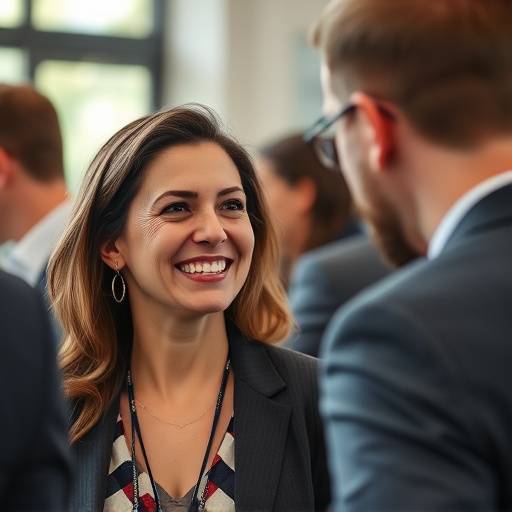 Foto de Maria sorrindo, cliente satisfeita com a cobertura fotográfica do evento corporativo
